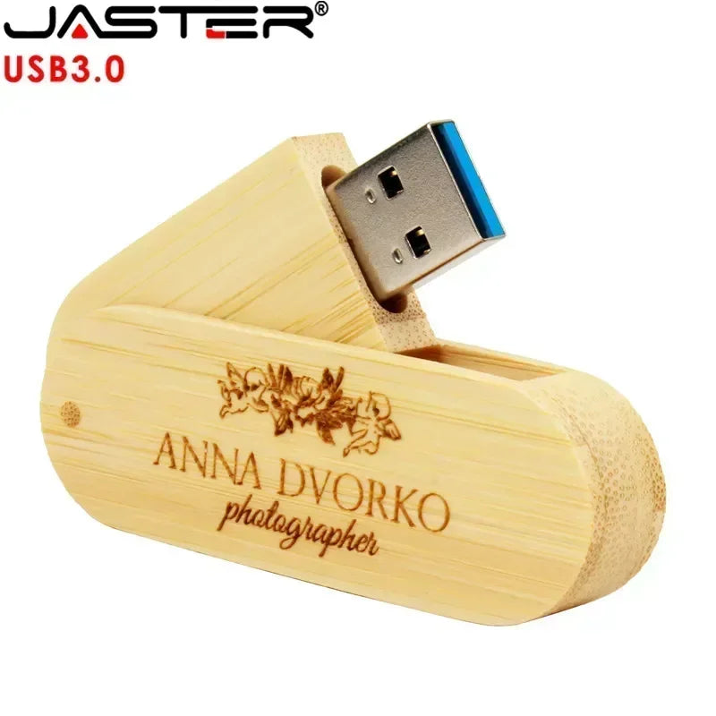 JASTER USB 3.0 Rotatable Wooden Flash Pendrive Memory Stick Pen Drive 4GB 8GB 16GB 32GB 64GB 128GB Creativo Free Custom Logo