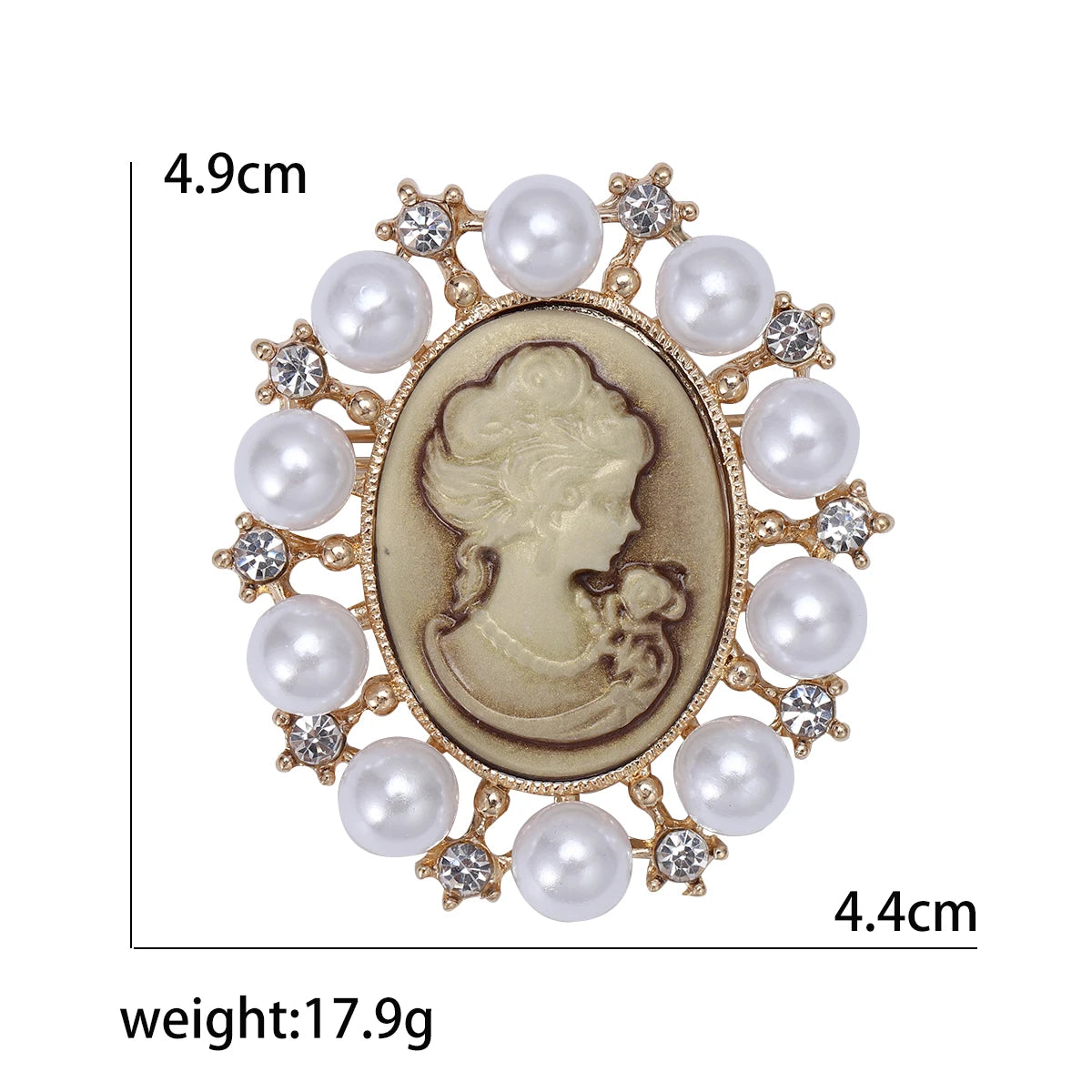 Beaut&Berry Trendy Pearl Beauty Head Brooches for Women Unisex Creativity Pins Casual Party Jewelry Accessories Gifts Decoration