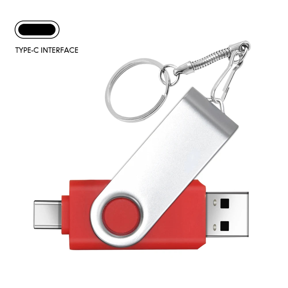 TYPE-C USB Stick Purple USB 2.0 Flash Drives 64GB OTG Key Chain Pen Drive High Speed Pendrive for Mobile Phone 32GB 16GB