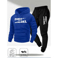 Men Fashion Print Tracksuit Hooded Sweatshirt+Sweatpants Set Autumn winter Casual Fitness Jogging Sports Two-Piece Unisex Outfit