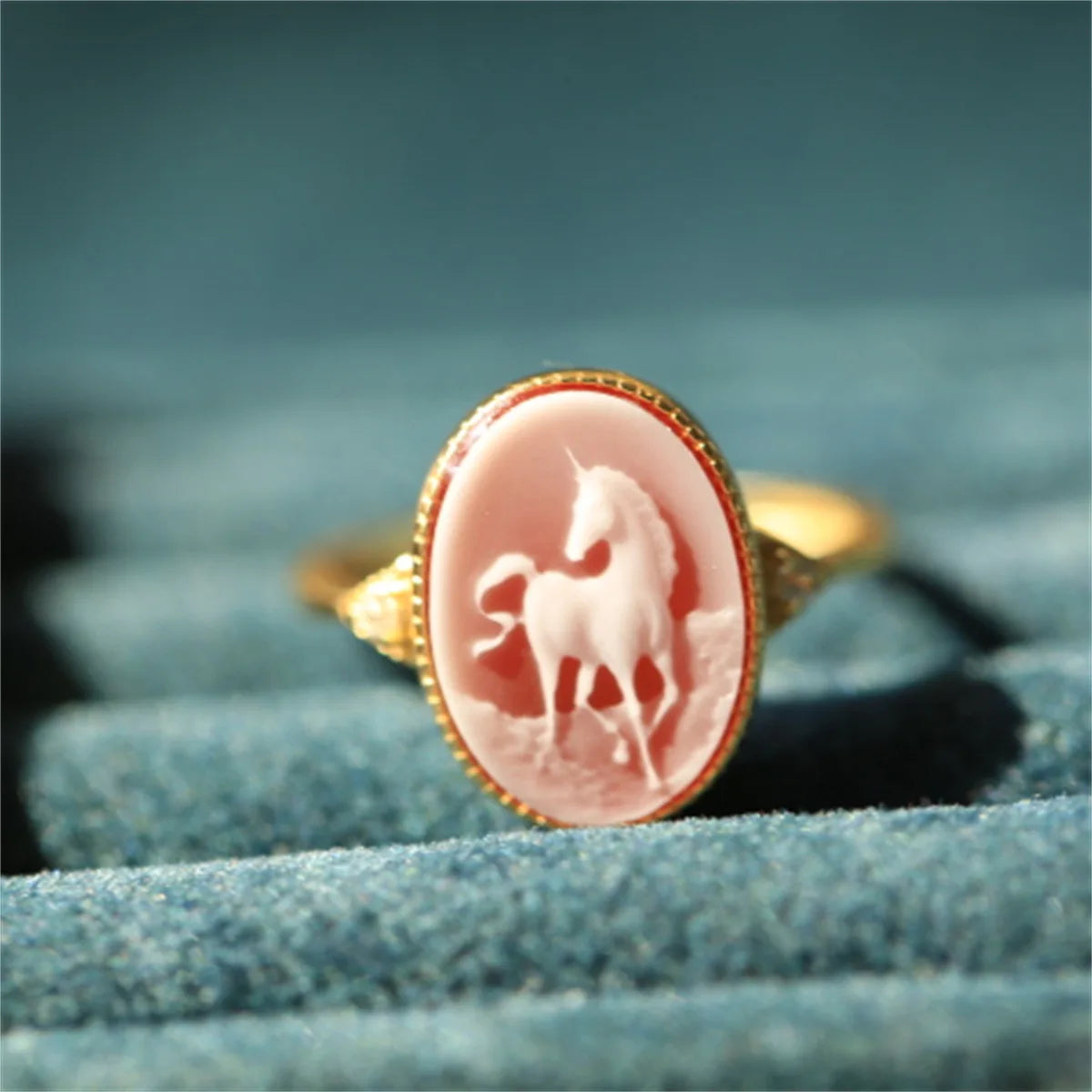 S925 Silver 18k Gold-plated Colorful Agate Relief Ring For Women Girls Vintage Beauty Girl Ring Fashion Jewelry Gift