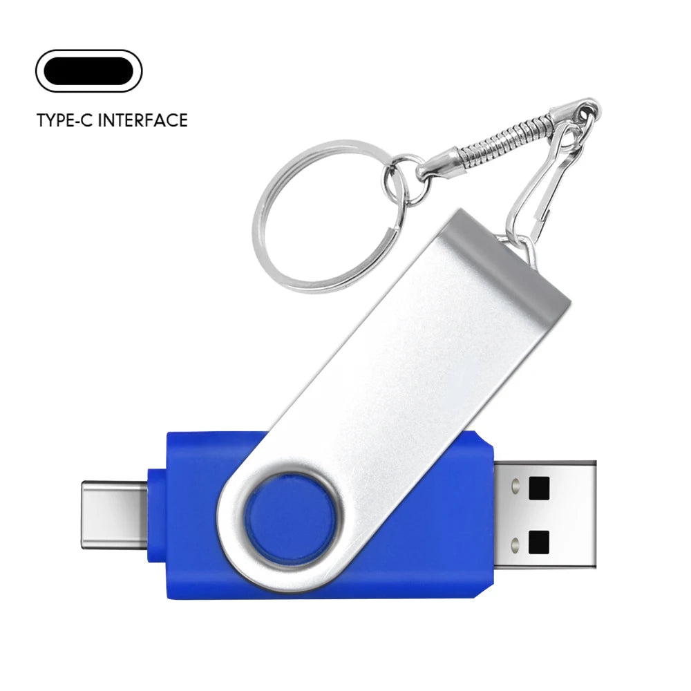 TYPE-C USB Stick Purple USB 2.0 Flash Drives 64GB OTG Key Chain Pen Drive High Speed Pendrive for Mobile Phone 32GB 16GB