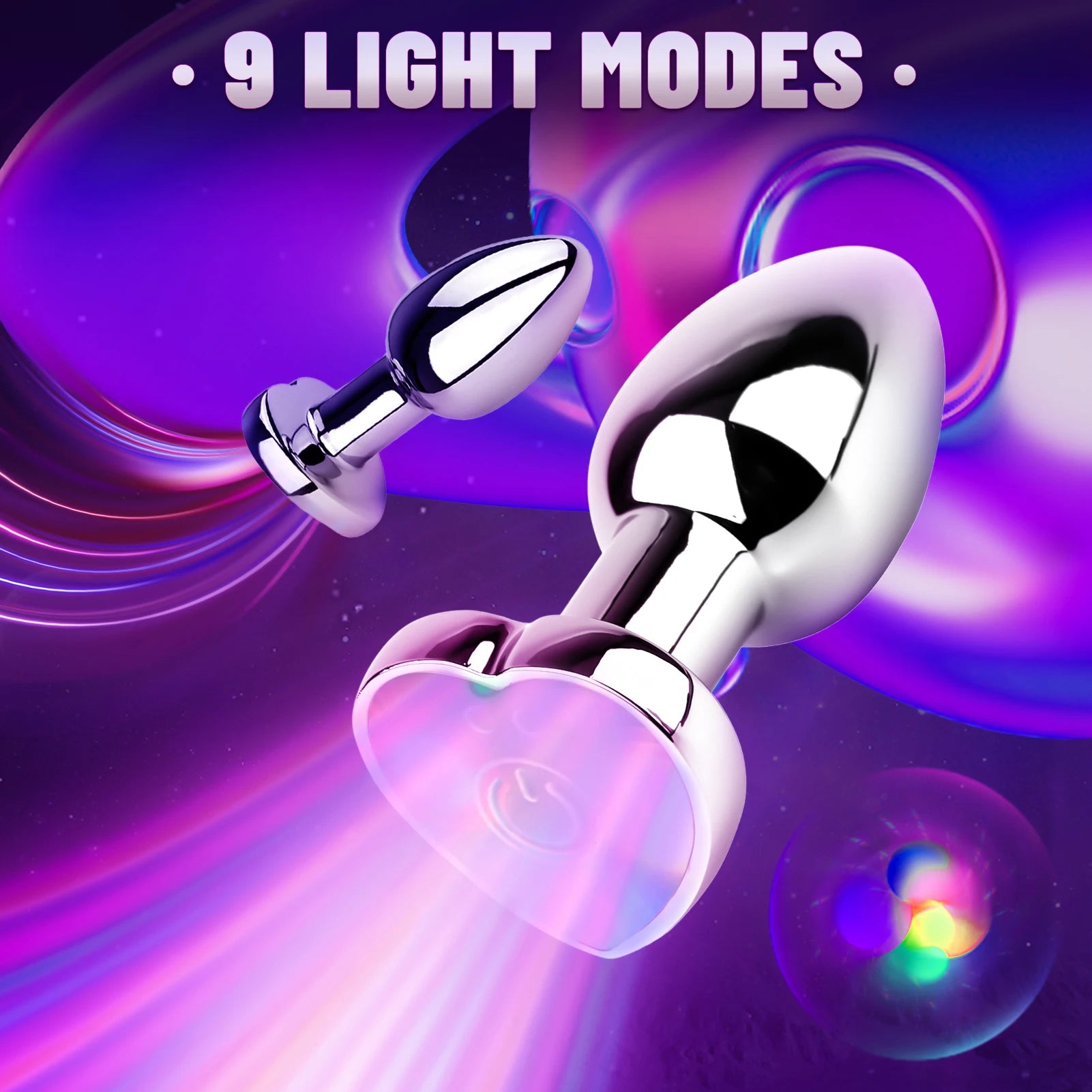 Remote Vibrating Heart-Shaped App Control Man and Woman Metal Anal Plug Adult Luminous Electric Anal Dildo Couple Intimate Toys