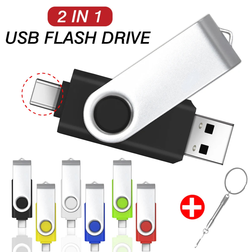 TYPE-C USB Stick Purple USB 2.0 Flash Drives 64GB OTG Key Chain Pen Drive High Speed Pendrive for Mobile Phone 32GB 16GB