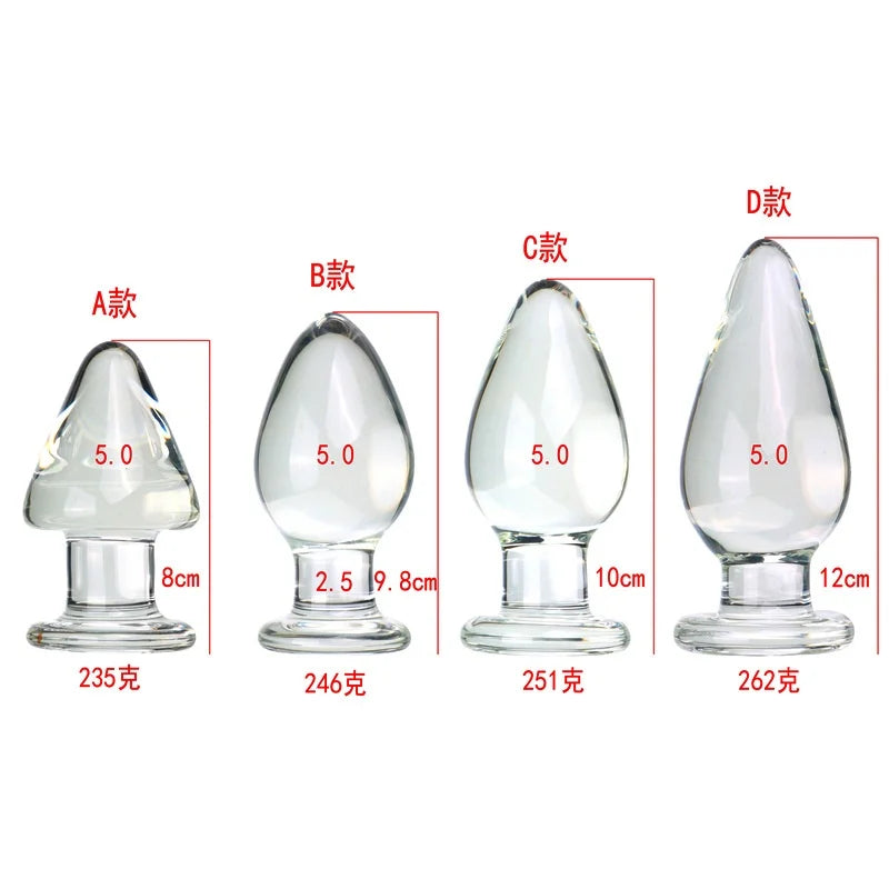 5cm Diameter Transparent Glass Large Anal Plug, New 18+Adult Sexual Product Pleasure Masturbation Massager, Prostate Stimulation
