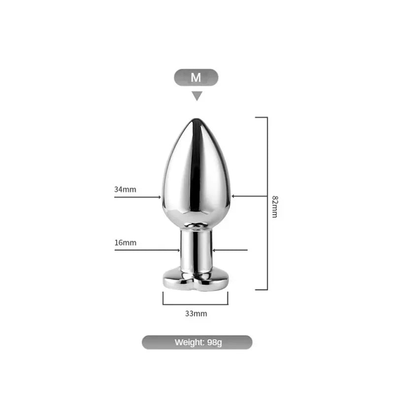 Remote Vibrating Heart-Shaped App Control Man and Woman Metal Anal Plug Adult Luminous Electric Anal Dildo Couple Intimate Toys