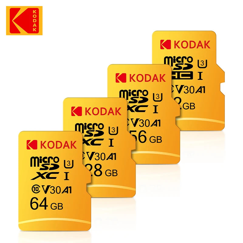 Original KODAK Memory Card 64GB 128GB 256GB U3 4K Micro SD Card 32GB SDHC UHS-I C10 A1 V30 TF Trans Flash Microsd