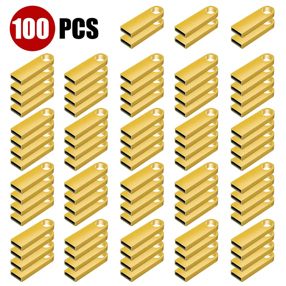 100PCS/lot Metal Pen Drive 64GB 32GB 16GB USB Flash Drive 8GB 4GB U Disk 2GB 1GB 128M 256M 512M Key Usb Stick Free Custom Logo u