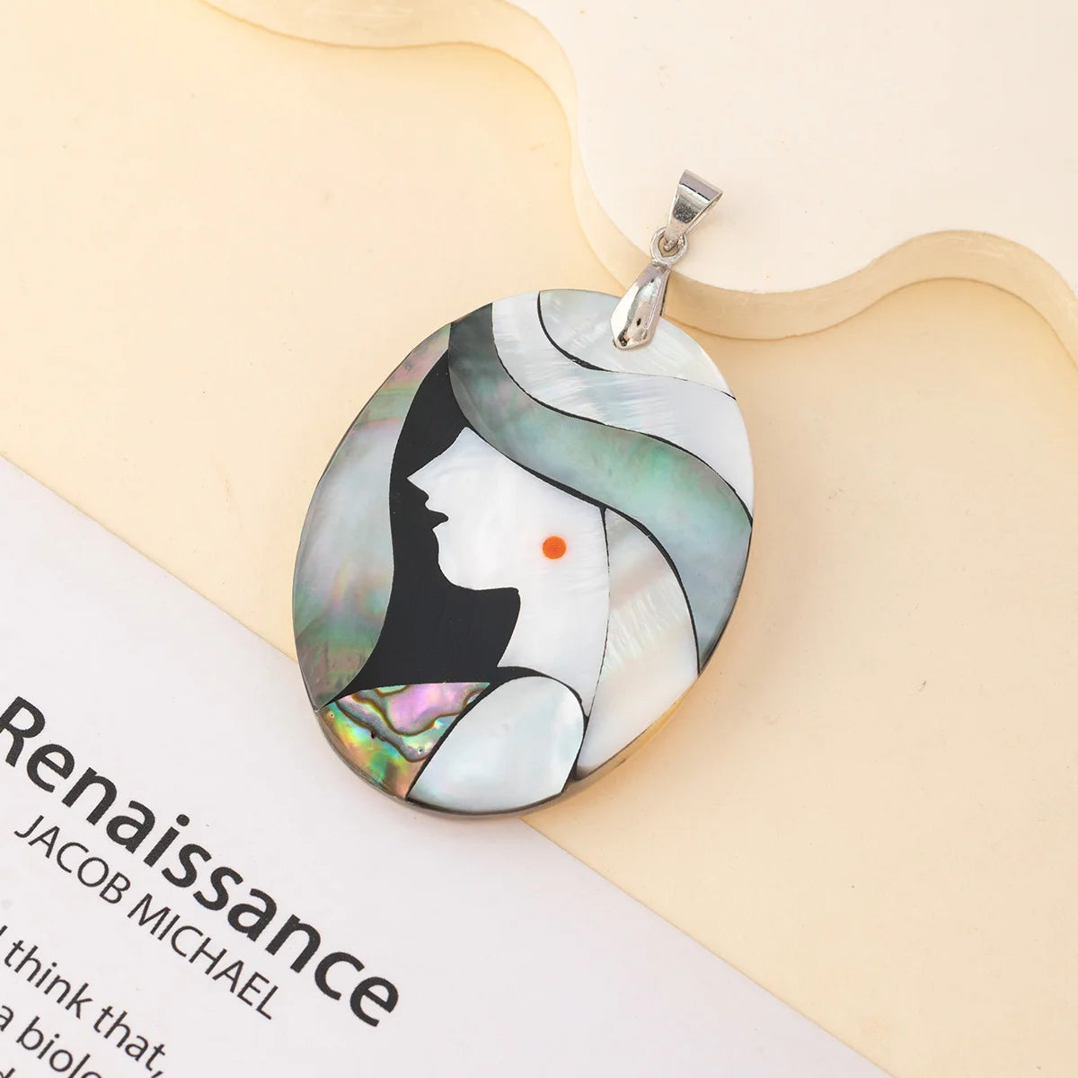 1pc Natural Shell Oval Cartoon Beauty Woman Pendant Charms for DIY Women Men Necklace Jewelry Making Accessories Daily Gifts