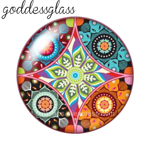 Beauty Fashion Patterns Flowers Bohemian 10pcs 12mm/18mm/20mm/25mm Round Photo glass cabochon demo flat back Making findings