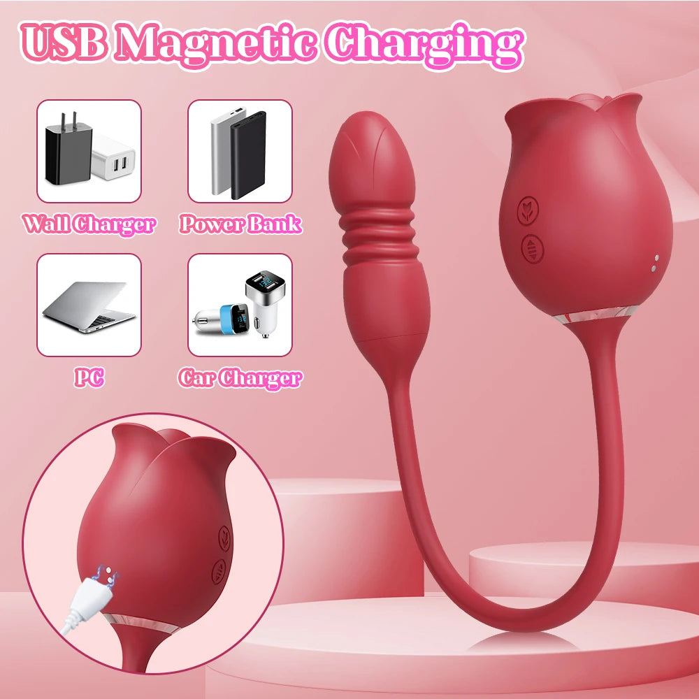 Sucking Thrusting Vibrator for Women Nipple Clit Stimulator Powerful Vibrating Egg Tongue Licking Clitoris Sucker Sexy Toy Dildo
