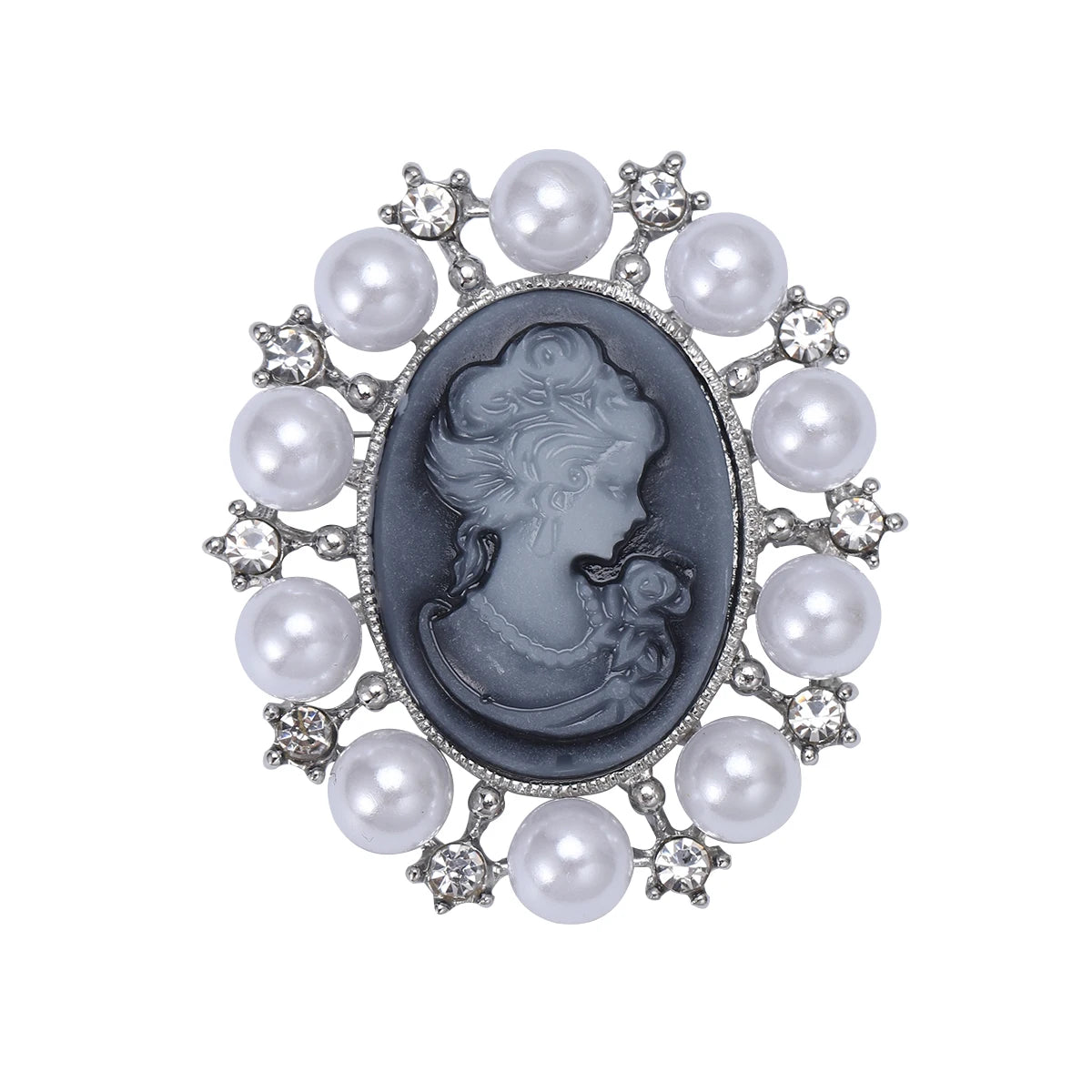 Beaut&Berry Trendy Pearl Beauty Head Brooches for Women Unisex Creativity Pins Casual Party Jewelry Accessories Gifts Decoration