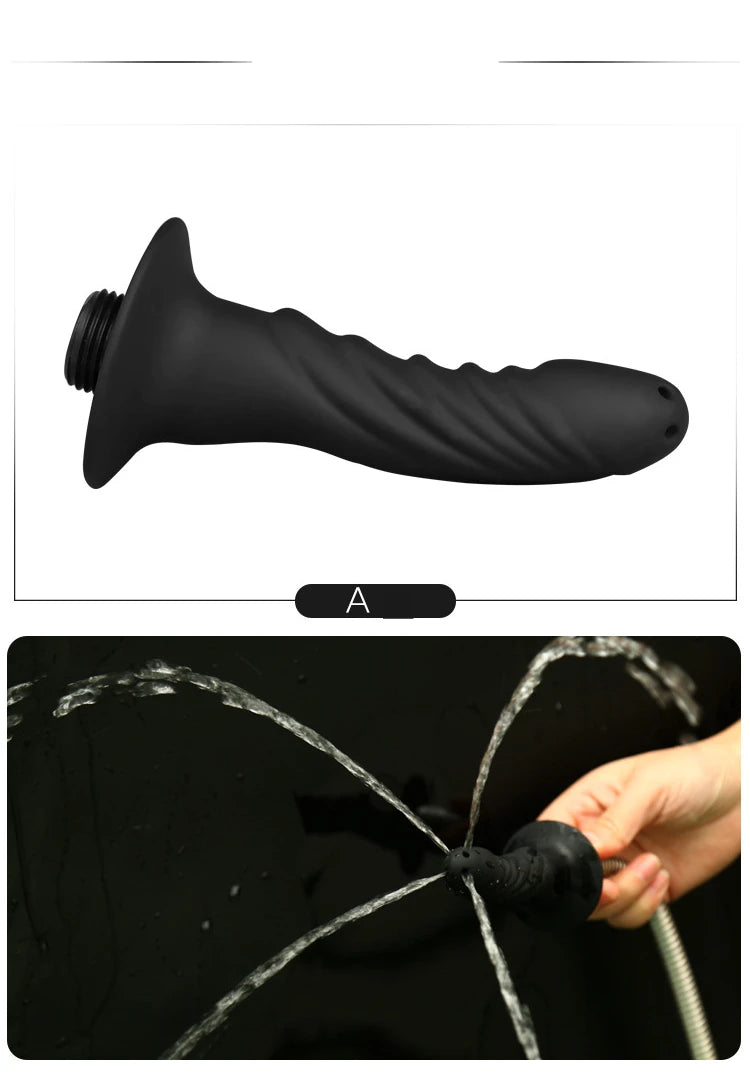 Enema Douche Cleaner BDSM Shower Head for Male Female Fetish Deep Anal Gay Soft Silicone Enemator Connectable Butt Plug