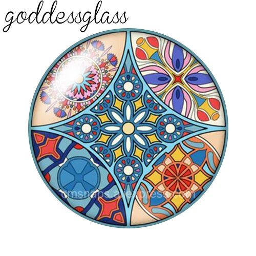 Beauty Fashion Patterns Flowers Bohemian 10pcs 12mm/18mm/20mm/25mm Round Photo glass cabochon demo flat back Making findings