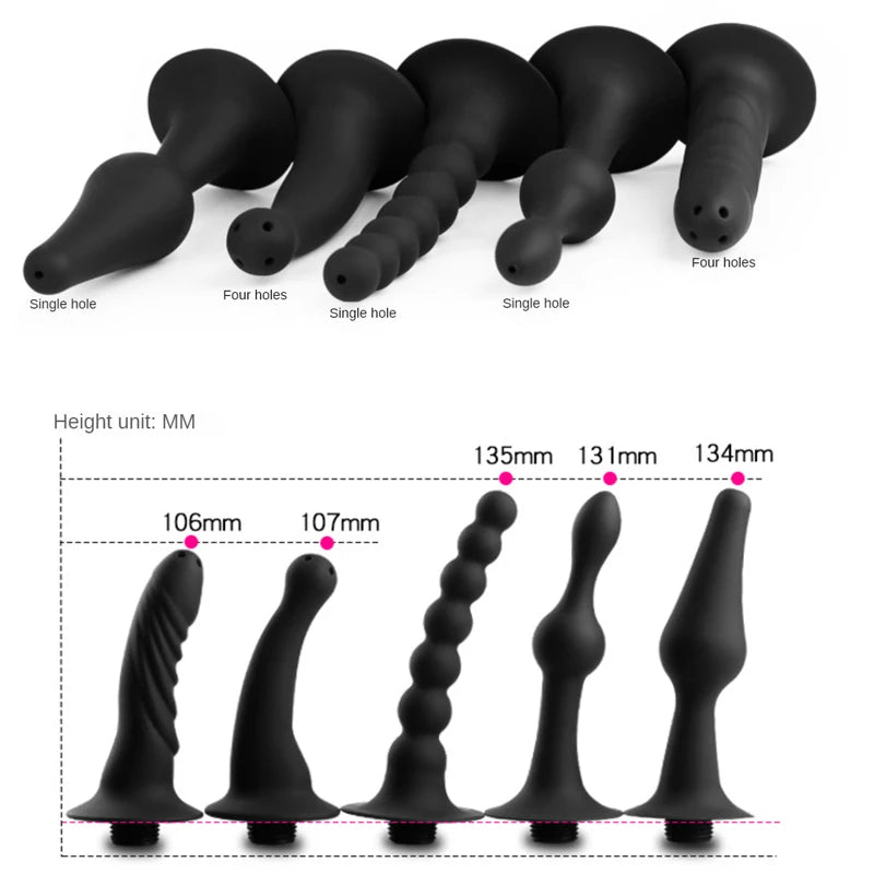 Enema Douche Cleaner BDSM Shower Head for Male Female Fetish Deep Anal Gay Soft Silicone Enemator Connectable Butt Plug