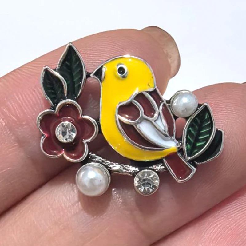New Beauty Rhinestone Lovely animals Owl dog panda Swan Fish ladybug 18MM snap buttons fit snap bracelet jewelry wholesale