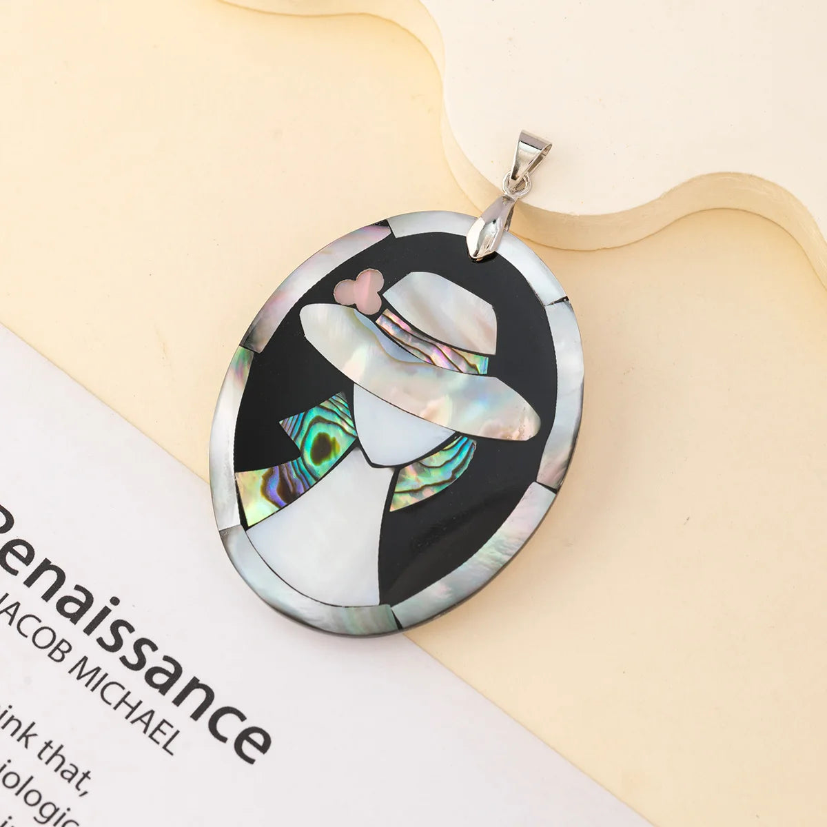 1pc Natural Shell Oval Cartoon Beauty Woman Pendant Charms for DIY Women Men Necklace Jewelry Making Accessories Daily Gifts