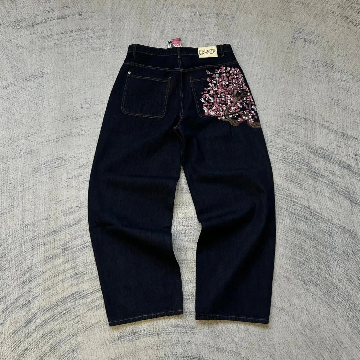 Hip-hop gold coin jeans Y2K retro low waist wide leg zipper pants y2k clothing men's fashion embroidered loose jeans