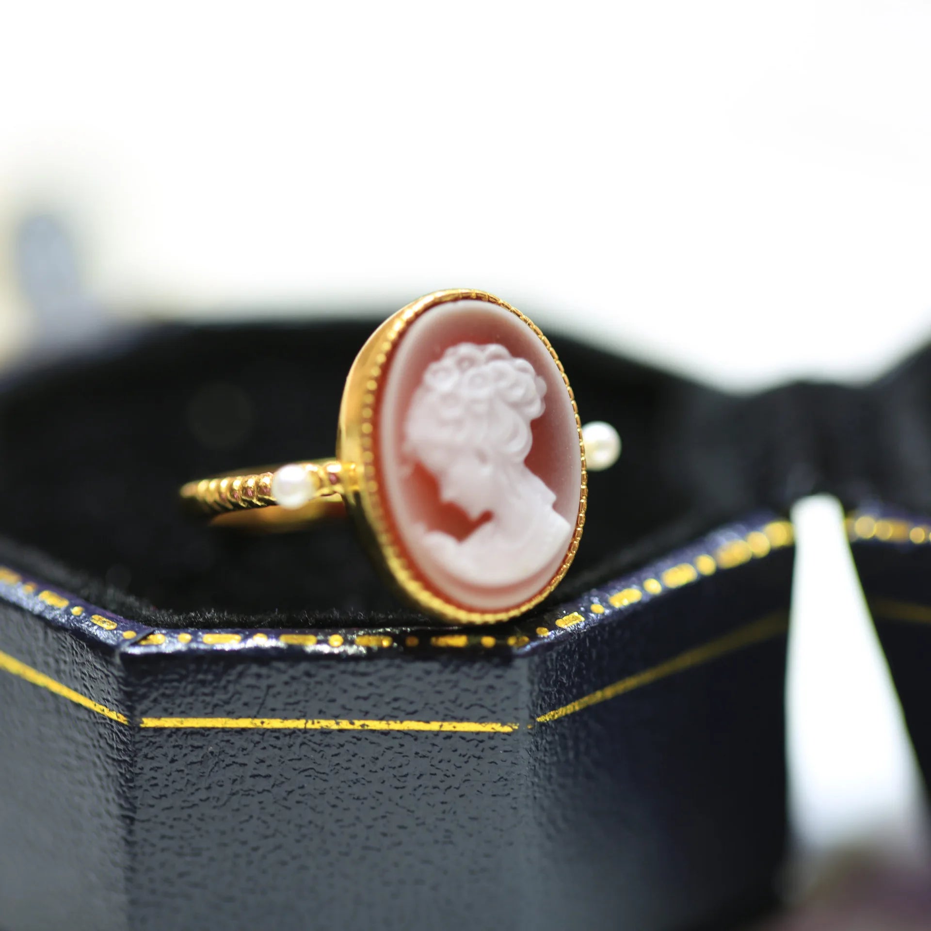 S925 Silver 18k Gold-plated Colorful Agate Relief Ring For Women Girls Vintage Beauty Girl Ring Fashion Jewelry Gift