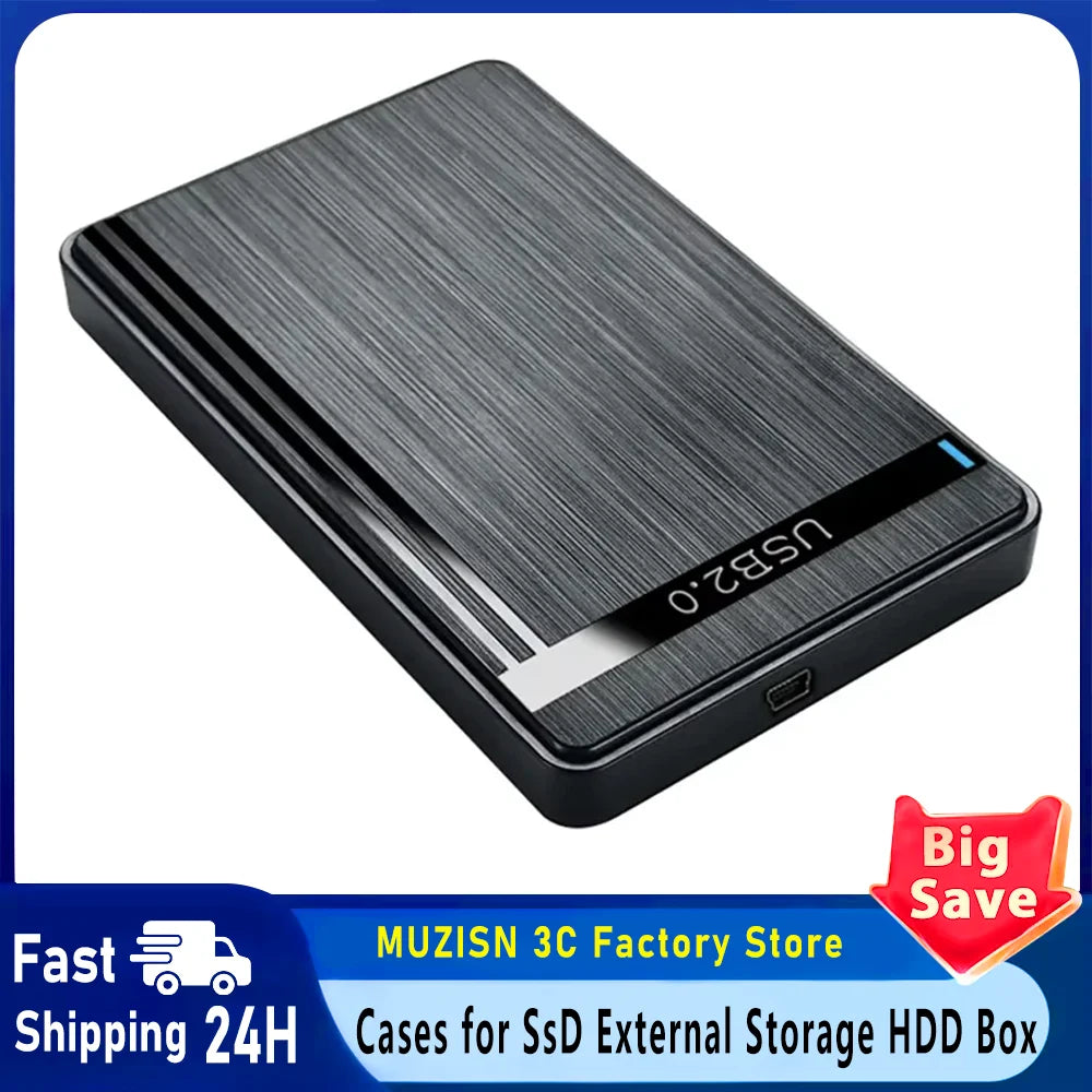 2.5" SATA to USB3.0 HDD Enclosure Mobile Hard Drive Cases for SSD External Storage HDD Box With USB3.0/2.0 Cable ABS
