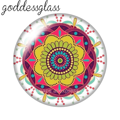 Beauty Fashion Patterns Flowers Bohemian 10pcs 12mm/18mm/20mm/25mm Round Photo glass cabochon demo flat back Making findings