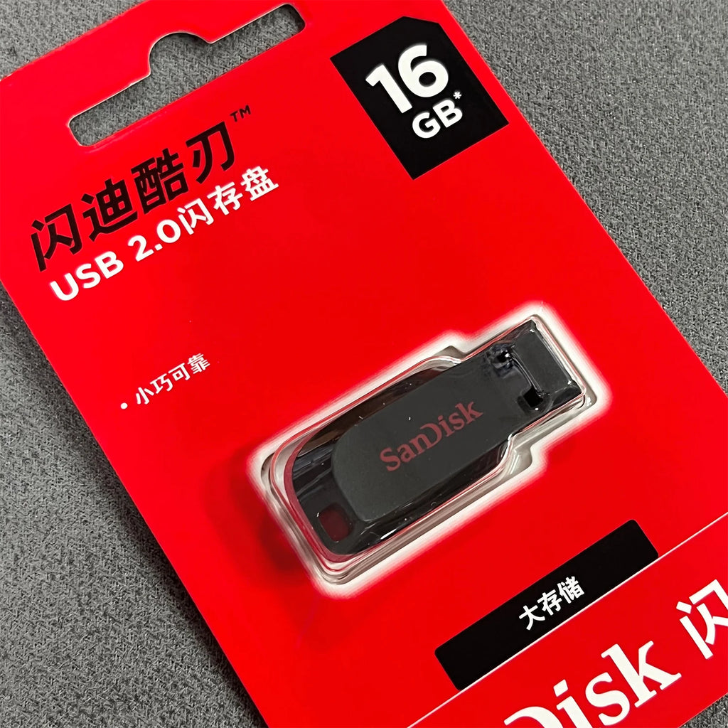 SanDisk Cruzer Blade USB 2.0 Flash Drive CZ50 16GB 32GB 64GB 128GB Original Pendrive Memory Stick for Computer