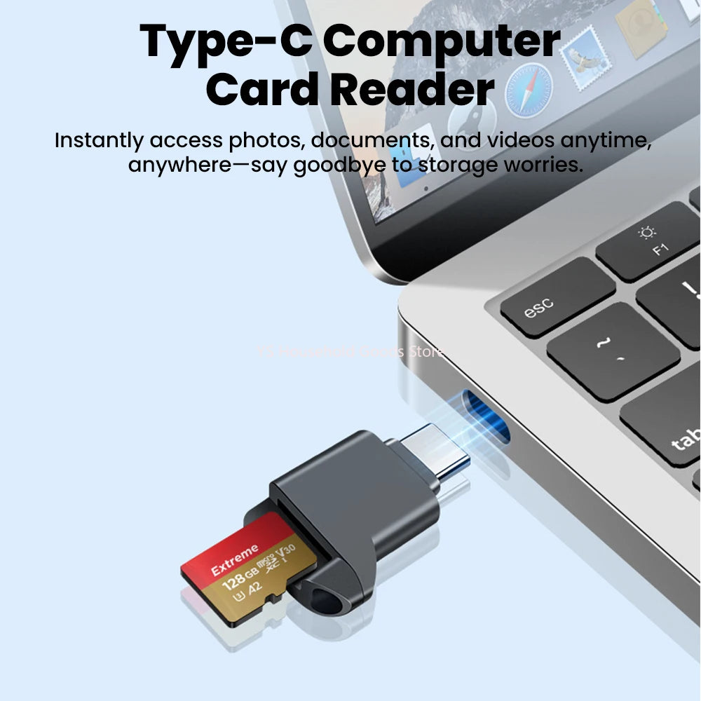 Type-C 2.0 Mini TF Card Reader External Storage Black Stretch for Memory Stick USB C 2.0 For Iphone 17 16  Mini TF Card Reader