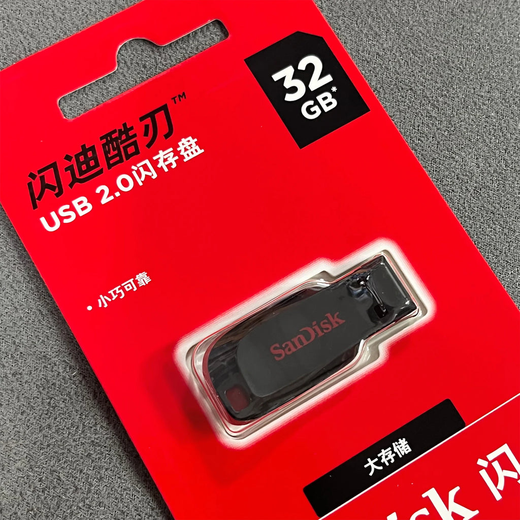 SanDisk Cruzer Blade USB 2.0 Flash Drive CZ50 16GB 32GB 64GB 128GB Original Pendrive Memory Stick for Computer