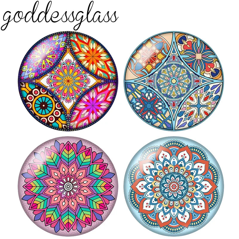 Beauty Fashion Patterns Flowers Bohemian 10pcs 12mm/18mm/20mm/25mm Round Photo glass cabochon demo flat back Making findings