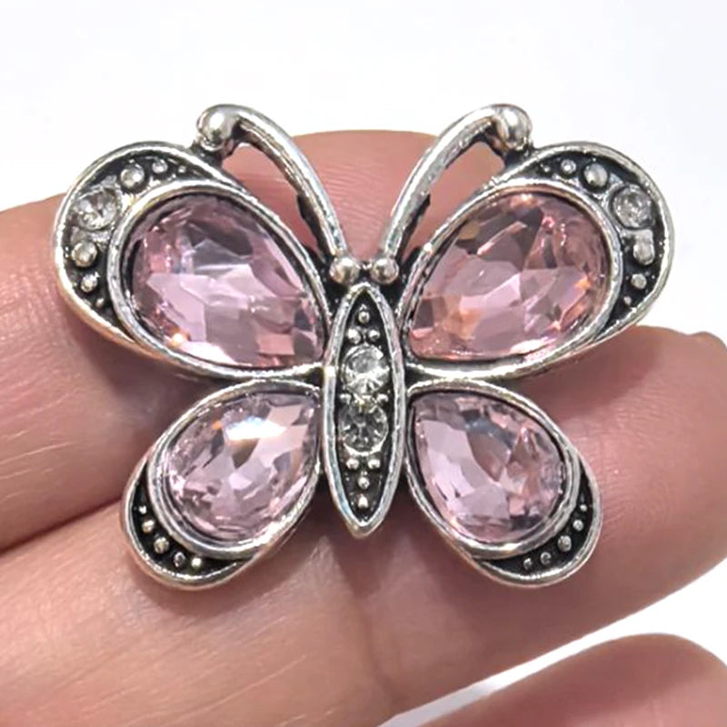 New Beauty Rhinestone Lovely animals Owl dog panda Swan Fish ladybug 18MM snap buttons fit snap bracelet jewelry wholesale