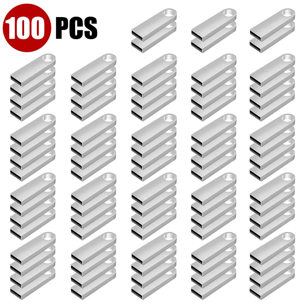 100PCS/lot Metal Pen Drive 64GB 32GB 16GB USB Flash Drive 8GB 4GB U Disk 2GB 1GB 128M 256M 512M Key Usb Stick Free Custom Logo u