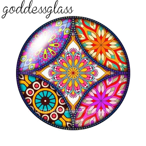 Beauty Fashion Patterns Flowers Bohemian 10pcs 12mm/18mm/20mm/25mm Round Photo glass cabochon demo flat back Making findings